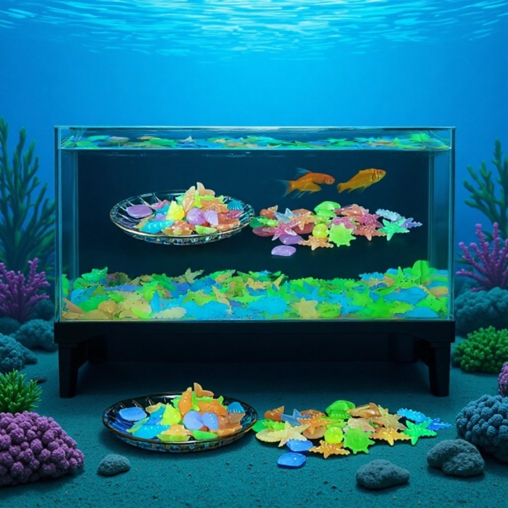 Aquarium For Planted Tank - Batu Laut Bercahaya, Cangkang Kerang Fluoresen,